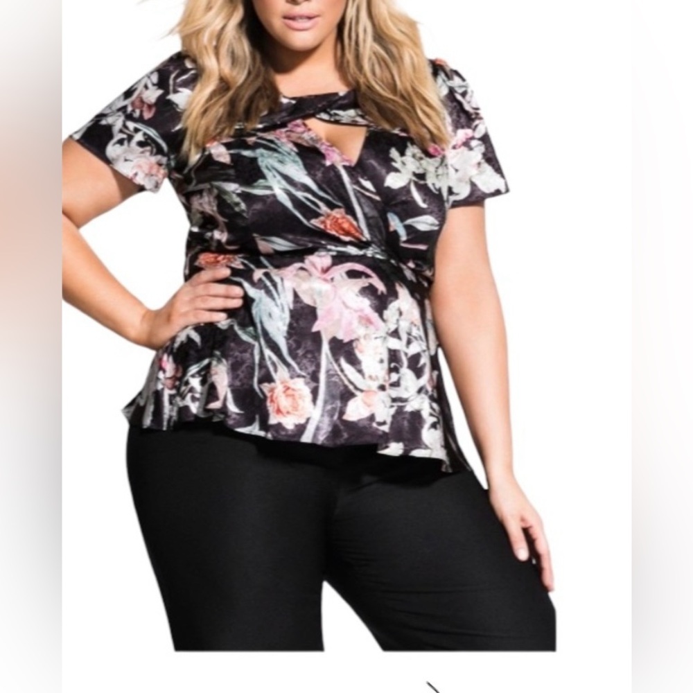 City Chic Midnight Floral Top